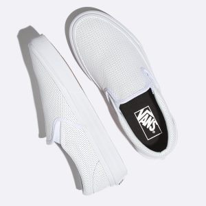 Vans Bayan Kaykay Ayakkabısı Perf Leather Slip-On Beyaz Türkiye | 15112-481